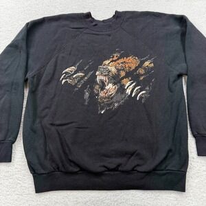 Vintage Bear Graphic Sweatshirt Crewneck Mens Large Black Made in USA